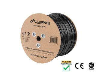 Kabel Lanberg FTP Kat.5E 305m ekranowany outdoor czarny miedziowy