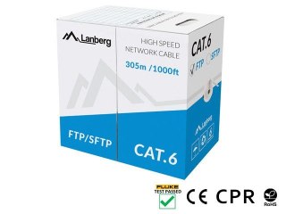 Kabel Lanberg FTP Kat.6 CU 305m ekranowany szary