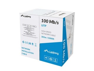 Kabel LAN UTP 100Mb/s 305m drut cca szary do sieciowy internetu
