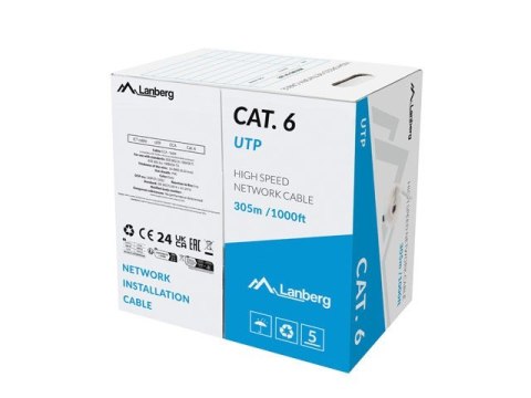 Kabel LAN UTP KAT.6 305M Lanberg CCA Fluke Passed szary