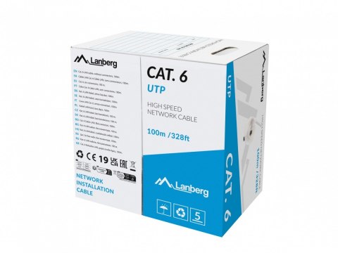 Kabel LAN UTP Lanberg 100m kat.6 CU szary CPR Fluke Passed