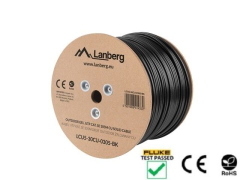 Kabel Lanberg UTP Kat-5E 305m czarny outdoor z miedzi