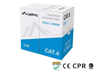 Kabel UTP Kat.6 CU 305 m szary nieekranowany do sieci LAN
