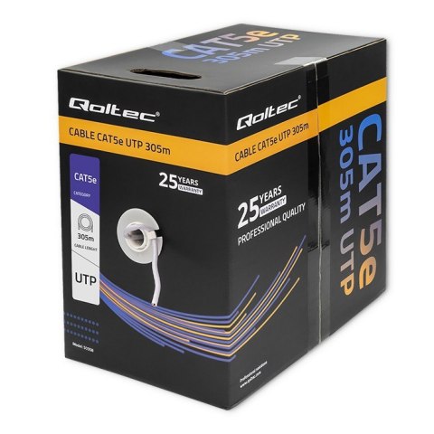 Kabel UTP Qoltec CAT5E 305m do sieci komputerowej i CCTV