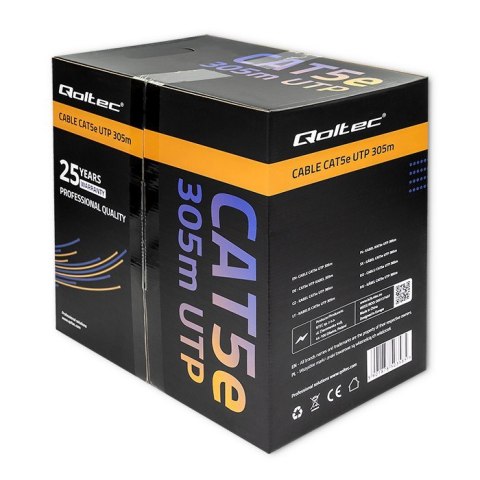 Kabel UTP Qoltec CAT5E 305m do sieci komputerowej i CCTV