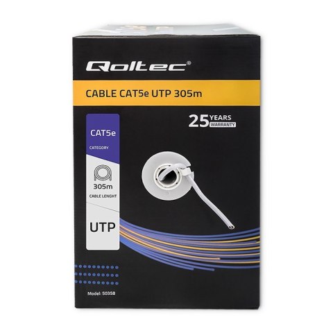 Kabel UTP Qoltec CAT5E 305m do sieci komputerowej i CCTV