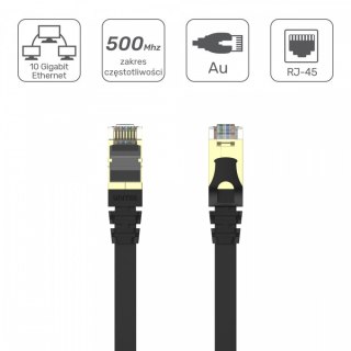 Unitek Patchcord CAT.7 5M SSTP płaski kabel RJ45 czarny