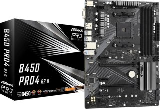 Płyta główna ASRock B450 PRO4 R2.0 AM4 4DDR4 ATX z RGB i USB3.2
