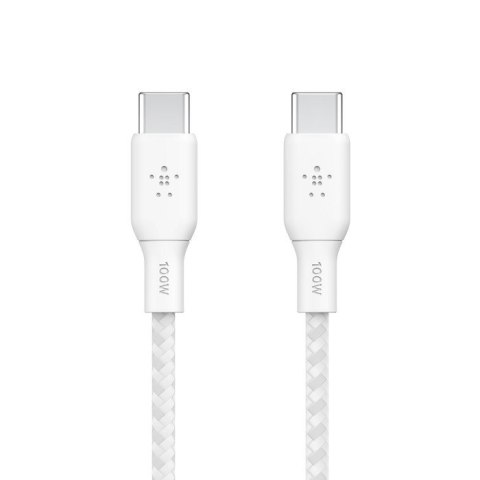 Belkin Kabel USB-C 100W 3m biały podwójnie pleciony do laptopa