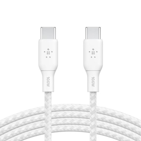 Belkin Kabel USB-C 100W 3m biały podwójnie pleciony do laptopa