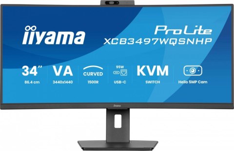 Monitor IIYAMA 34 XCB3497WQSNPH-B1 zakrzywiony VA UWQHD z kamerą