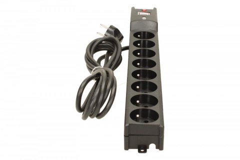 Listwa przeciwprzepięciowa Lestar LXA 816 czarna 8 gniazd 3m z wyłącznikiem