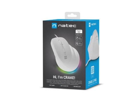 Mysz wertykalna Natec CRAKE 2 PRO 128000DPI biała ergonomiczna optyczna