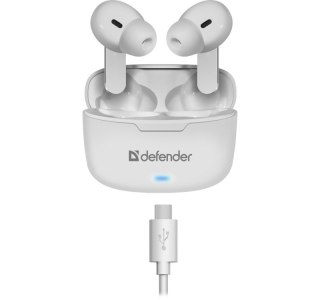 Słuchawki douszne bezprzewodowe Defender Twins 903 białe Bluetooth stereo