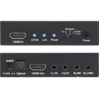 Techly HDMI 4K audio extractor SPDIF Toslink 4x Jack 3.5mm LPCM 5.1CH