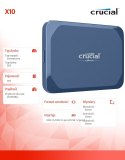 Dysk zewnętrzny SSD Crucial X10 1TB USB-C 2100MB/s niebieski