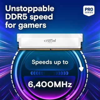 Pamięć DDR5 Pro OC Crucial 32GB 6400MHz CL40 biała dla graczy