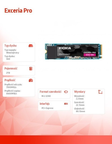 Dysk SSD Kioxia Exceria Pro 2TB NVMe 2280 wydajny do gier