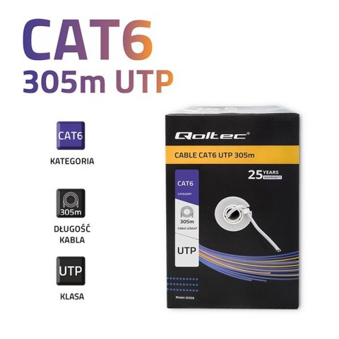 Kabel Qoltec UTP CAT6 305m szary do sieci LAN