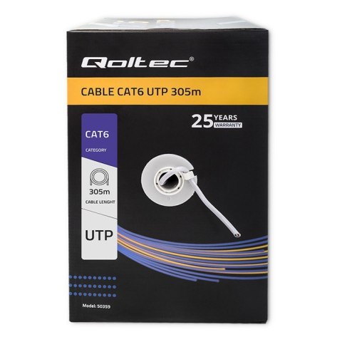 Kabel Qoltec UTP CAT6 305m szary do sieci LAN