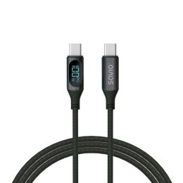 Savio Kabel USB-C do USB-C 100W CL-174 z wyświetlaczem moc ładowania