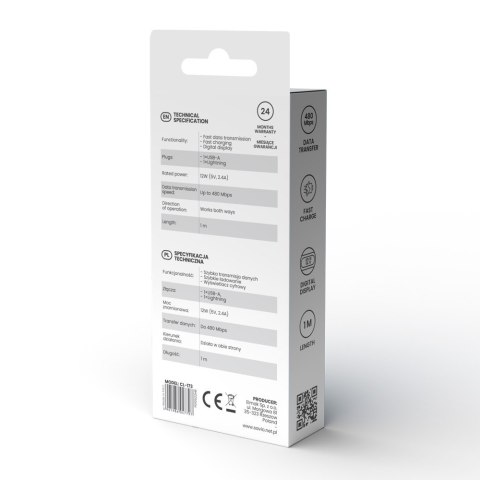Savio Kabel USB-C do USB-C 100W CL-174 z wyświetlaczem moc ładowania