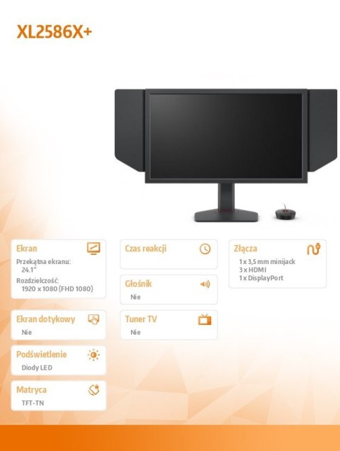 Monitor ZOWIE XL2586X+ LED 24.1 FHD 600Hz do gier e-sport