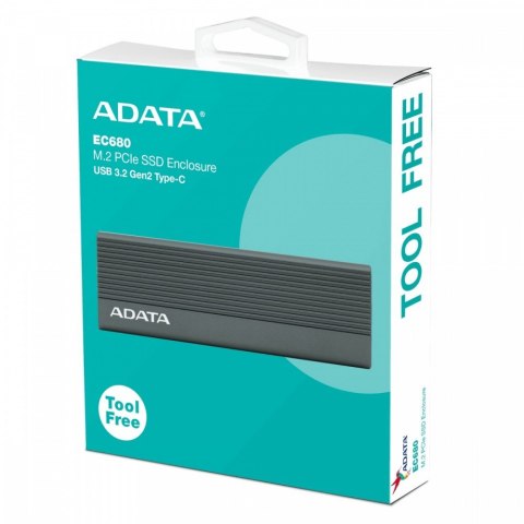 Obudowa zewnętrzna SSD M.2 ADATA EC680 USB3.2C 10Gbps aluminium szara