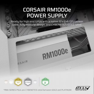 Zasilacz Corsair RM1000e WHITE 1000W 80+Gold modularny ATX 3.1