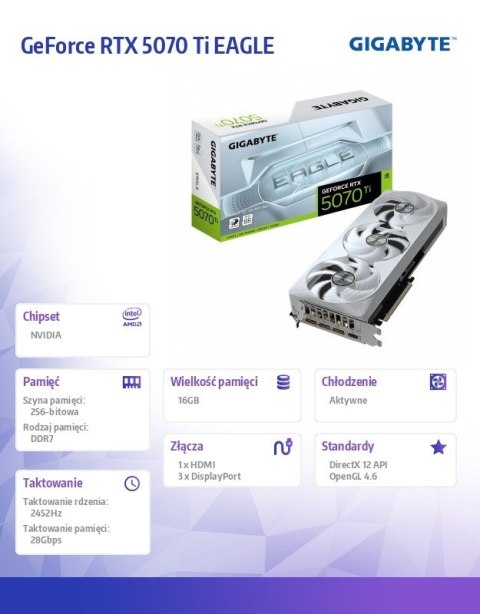 Karta graficzna Gigabyte GeForce RTX 5070 Ti EAGLE OC ICE 16GB RGB