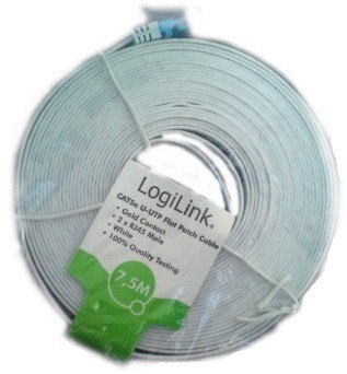 Kabel LogiLink Patch CAT5e U-UTP 15m sieciowy płaski RJ45 biały