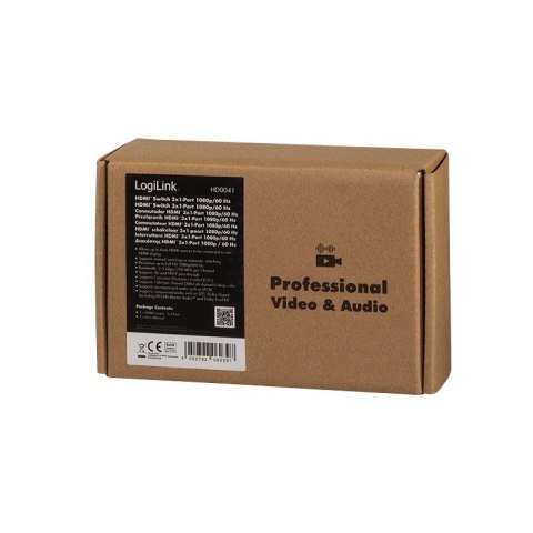 LogiLink Switch 3x1 HDMI 1080p 60Hz automatyczny przełącznik sygnału