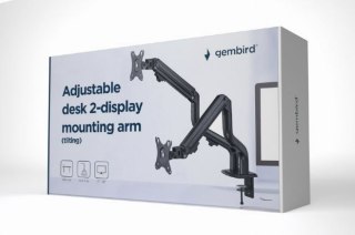 Ramię Gembird na dwa monitory biurkowe regulowane 17-32 cali 8kg