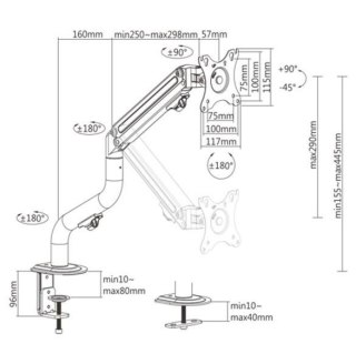 Gembird Ramię na monitor biurkowe regulowane 17-32 cale do 8kg