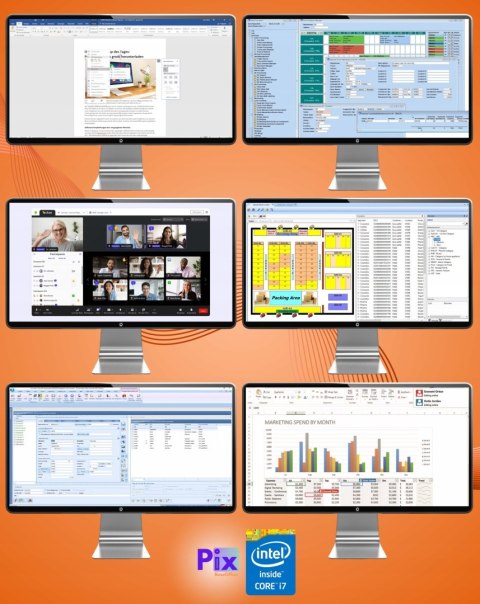 Pix Baseoffice V2 Intel Core i7 32GB DDR3 128GB SSD DVD Windows 10 Pro