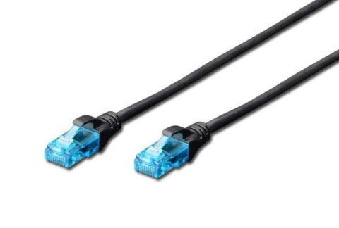 Digitus Patch cord RJ45-RJ45 kat 5e 0.25m czarny wydajny kabel sieciowy