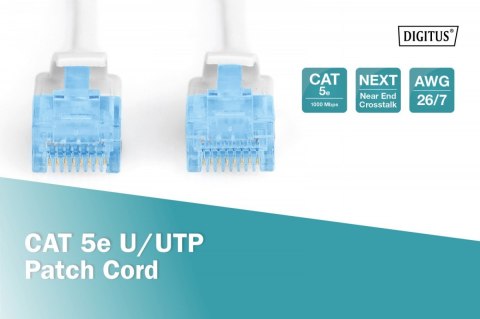 Digitus Patch cord U/UTP kat.5e 2m biały kabel sieciowy RJ45