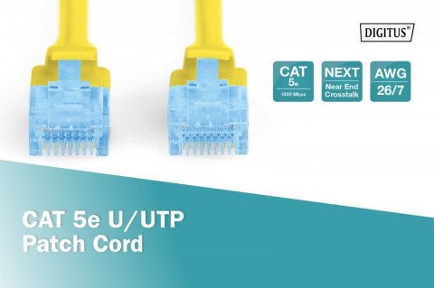 Kabel Digitus Patch cord U/UTP CAT 5e 5m żółty sieciowy LAN