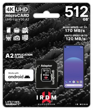 Karta pamięci GOODRAM microSD IRDM 512GB UHS-I U3 A2 z adapterem