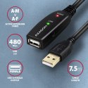 AXAGON ADR-207 aktywny kabel USB 2.0 A-M do A-F przedłużacz 7.5m