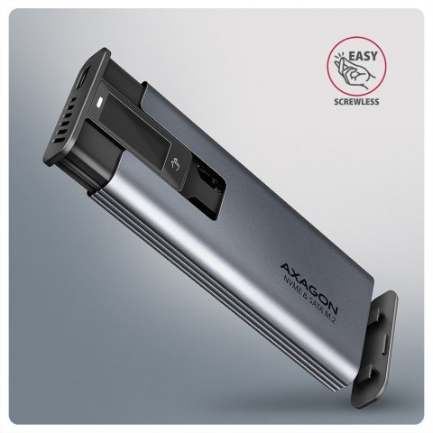AXAGON EEM2-SD2 obudowa zewnętrzna USB-C 3.2 Gen2 aluminiowa z LCD