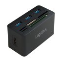 LogiLink Hub USB 3.0 z czytnikiem kart 3 porty szybki czarny