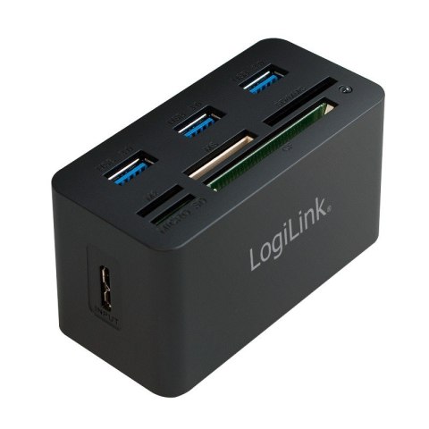 LogiLink Hub USB 3.0 z czytnikiem kart 3 porty szybki czarny