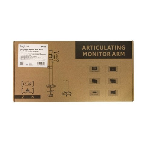 Uchwyt na monitor LogiLink 17-32 czarny stalowy regulowany biurkowy