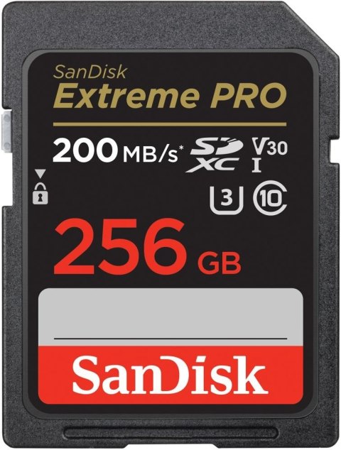 SanDisk Karta pamięci Extreme Pro SDXC 256GB 200MB/s V30 UHS-I szybka 4K UHD