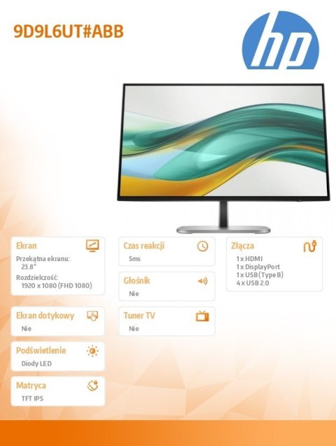 Monitor HP S5 Pro 524pf 23.8 FHD elegancki z regulacją wysokości
