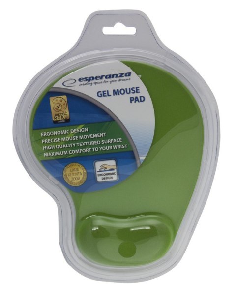 Podkładka pod mysz żelowa Esperanza EA137G zielona ergonomiczna biurowa
