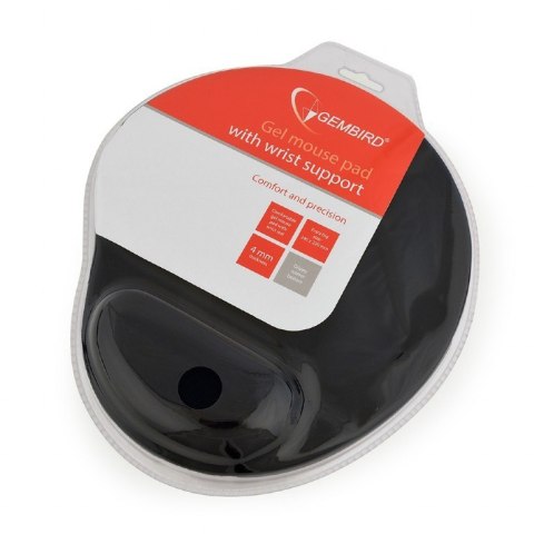 Gembird Podkładka pod mysz żelowa czarna z ergonomicznym podpórką