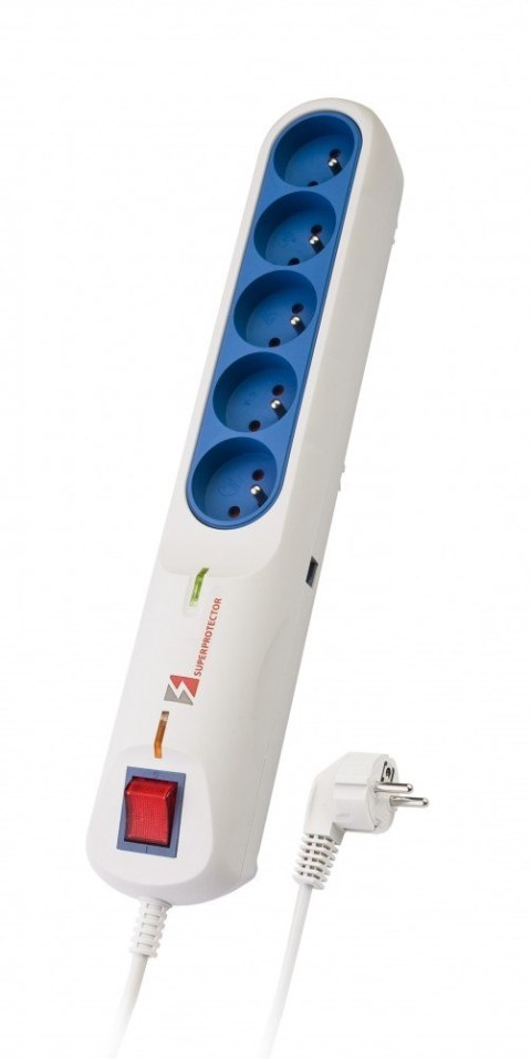 Listwa przeciwprzepięciowa Lestar LFT-2005 5 gniazd z USB 5m szara