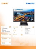 Monitor Philips 21.5 cali 222B1TC IPS Touch Full HD z HDMI i DP